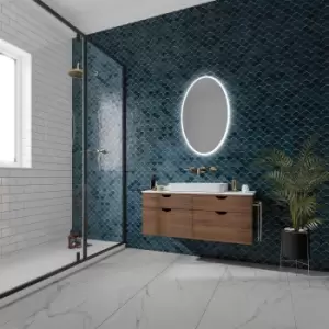 Image of Oval LED Bathroom Mirror with Demister 800 x 500mm- HiB Arena 80