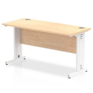 Image of Trexus Desk Rectangle Cable Managed White Leg 1400x600mm Maple Ref