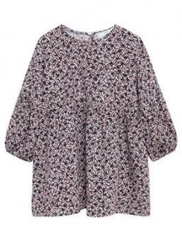 Image of Mango Baby Girls Floral Long Sleeve Dress - Pink, Size 3-4 Years