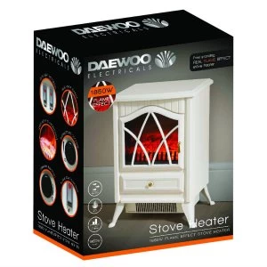 image of Daewoo 1850W Small Stove Effect Heater - White