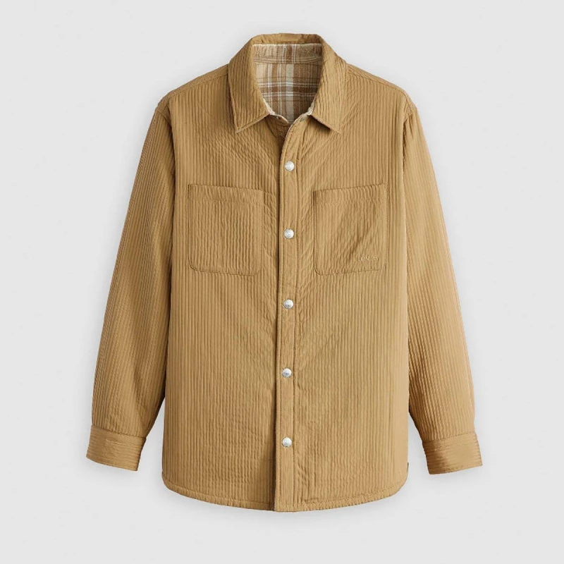 Image of Levis Mens Bryant Padded Reversible Green Overshirt Ermine male XS