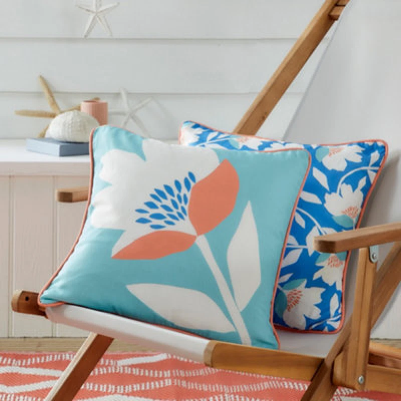 Image of Fusion 'Luna' Outdoor Water & UV Resistant Garden Filled Bench Cushion Duck Egg Blue