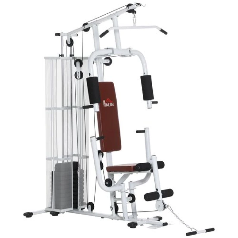 Image of HOMCOM Multifunction Home Gym Weight Training Station Machine White A91-134