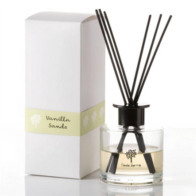 Image of Nicola Spring Glass Reed Diffuser - 200ml - Vanilla Sands - Sweet Creamy Fragrance With 8 Reeds Long Lasting Scent
