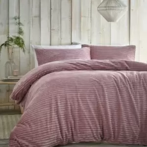 image of Portfolio - Alaska Blush Pink King Size Duvet Cover Set Reversible Winter Bedding Fleece - Blush Pink