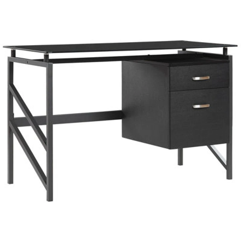 Image of Beliani Home Office Desk Moriton Black 117cm 57cm With Storage