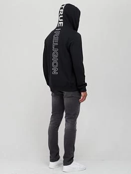 Image of True Religion Back Logo Graphic Zip Thru Hoodie - Black