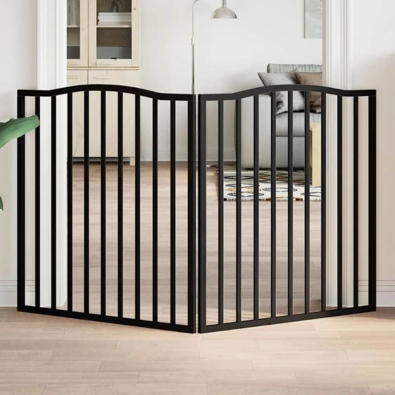 Image of vidaXL Dog Gate Foldable 2 Panels Black 160cm Poplar Wood, Black 352226