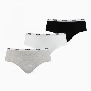 Image of PUMA Hipster Panties Womens Underwear 3 Pack, White/Grey/Black, size Large, Clothing