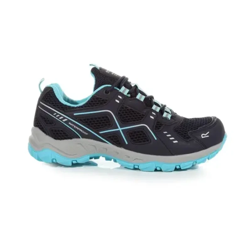 Image of Regatta Womens Vendeavour Waterproof Lace Up Walking Shoes UK Size 3 (EU 36) Navy/Amazonite RWF785-M9V-3
