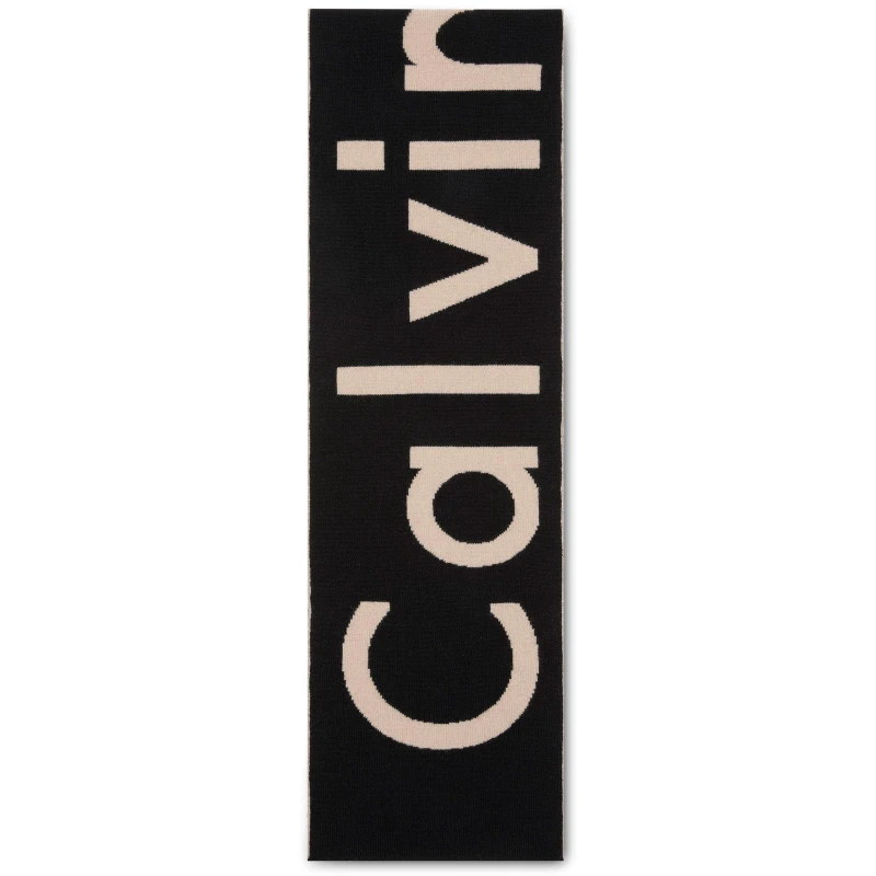 Image of Calvin Klein Womens Logo Midweight Scarf Scarves One Size Black 90206803000