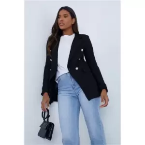 Image of I Saw It First Black Textured Double Breasted Blazer - Black