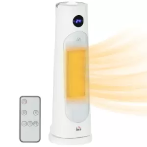 Image of HOMCOM Electric Space Heater, Portable Fan Heater, Low Energy 2000W PTC Ceramic Heater with Thermostat, Timer, 60° Oscillation, Overheat & Tip-over Pr