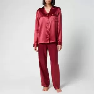 image of Freya Silk Pyjamas - Claret Rose - XL