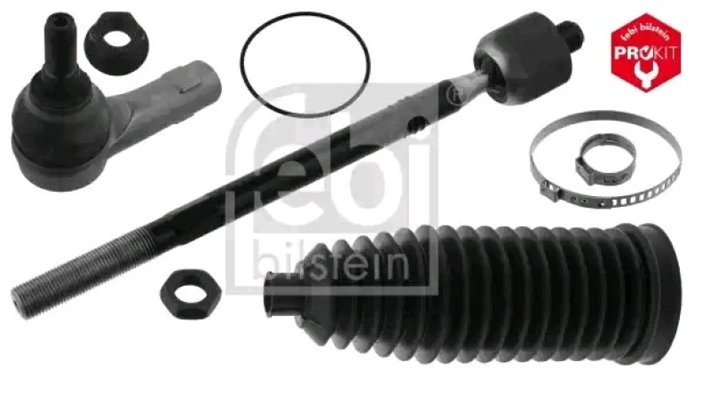 Image of FEBI BILSTEIN 49047 Tie Rod OE Turbo NEW, Front Axle Left, with nuts, with bellow Rod Assembly (284)