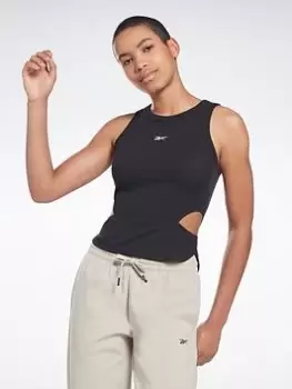 Image of Reebok Cutout Tank Top, Black, Size L, Women