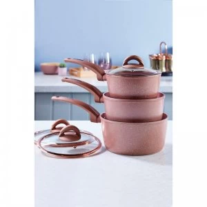 image of Tower 3 Piece Forged Rose Pink Non-Stick Pan Set