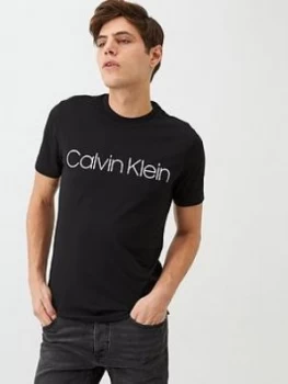 Image of Calvin Klein Front Logo T-Shirt - Black, Size 2XL, Men