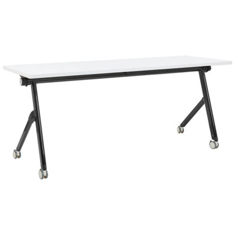 Image of Beliani Foldable Office Desk Bendi White 180 Cm 60 Cm With Wheels