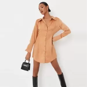 Missguided Fit Shirt Dress Satin - Orange