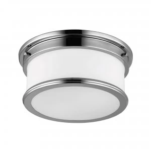 Image of 2 Light Bathroom Flush Mount Ceiling Light Polished Chrome IP44, E27