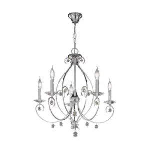 image of Carat Crystal Multi Arm Chandeliers 5 Light Chrome