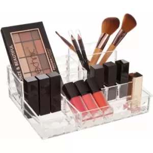 Image of Premier Housewares - Cosmetic Organiser with 11 Wide Compartments Clear Diamond Multipurpose Storage Statement Piece for Dresser / Bathroom w18 x d24