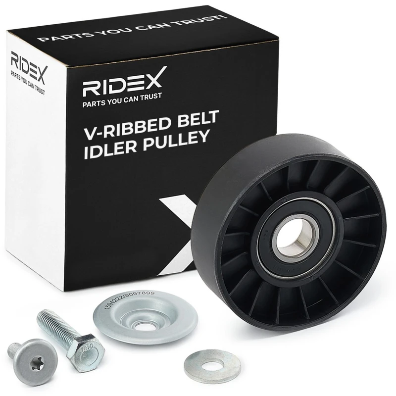 Image of RIDEX 312D0076 Idler Pulley with screw Plastic Deflection/Guide Pulley,v-ribbed belt (312)