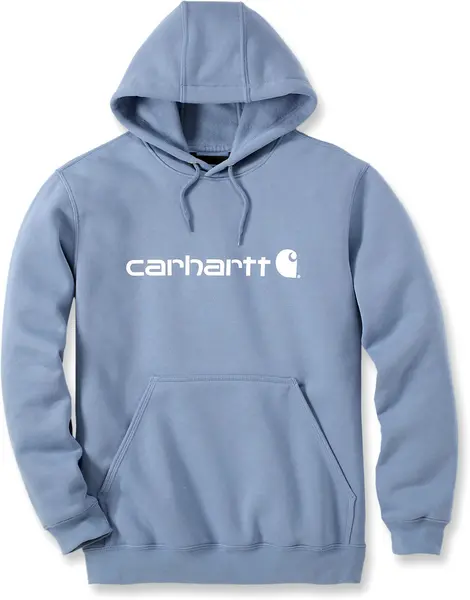 Image of Carhartt Signature Logo Midweight Hoodie, blue, Size 2XL