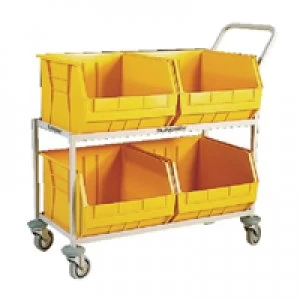 image of Slingsby Mobile Storage Trolley cw 4 Bins Yellow 321298