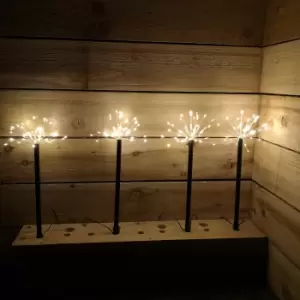 image of Festive Set of 4 Christmas Warm White LED Twinkling Starburst Stake Lights