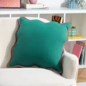 Image of Wiggle Velvet Reversible Cushion Green/Pink