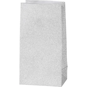 Image of Paper Bags Glitter Silver (Pack Of 8)