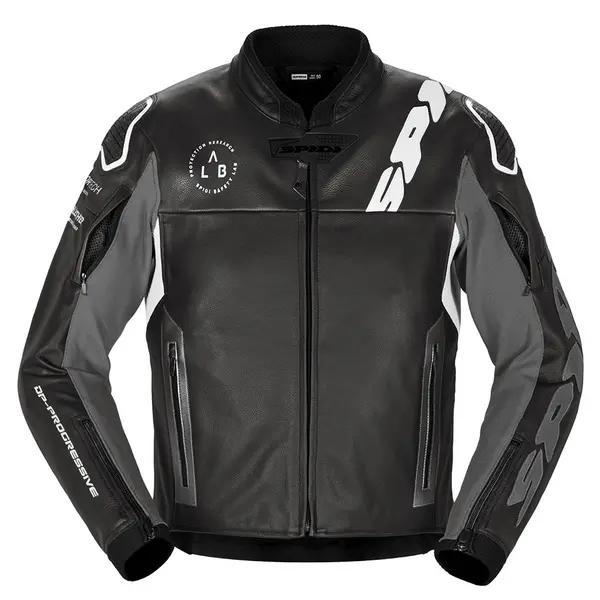 Image of Spidi Dp Progressive Leather Jacket Black White Size 48
