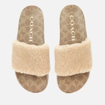 Image of Coach Womens Ulla Shearling Slide Sandals - Ivory - UK 8