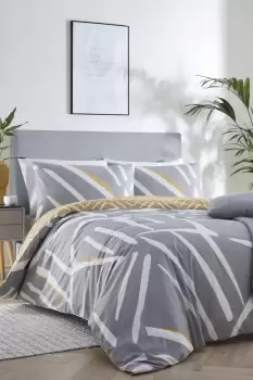 image of Stryke' Modern Abstract Print Responsibly Sourced Reversible Duvet Cover Set