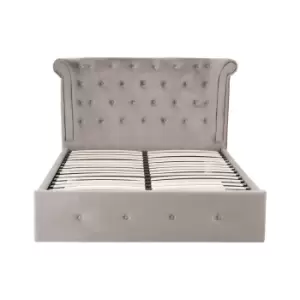 Image of Upholstered Velvet Wingback Diamond Buttoned Ottoman Storage Bed
