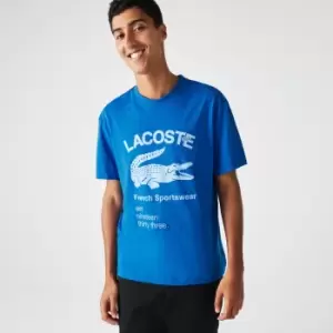 image of Mens Lacoste Relaxed Fit Crocodile T-Shirt Size 3 - S Blue