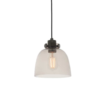 Image of Alessandria Pendant Ceiling Light Smokey Grey Tinted Glass & Black Chrome Plate