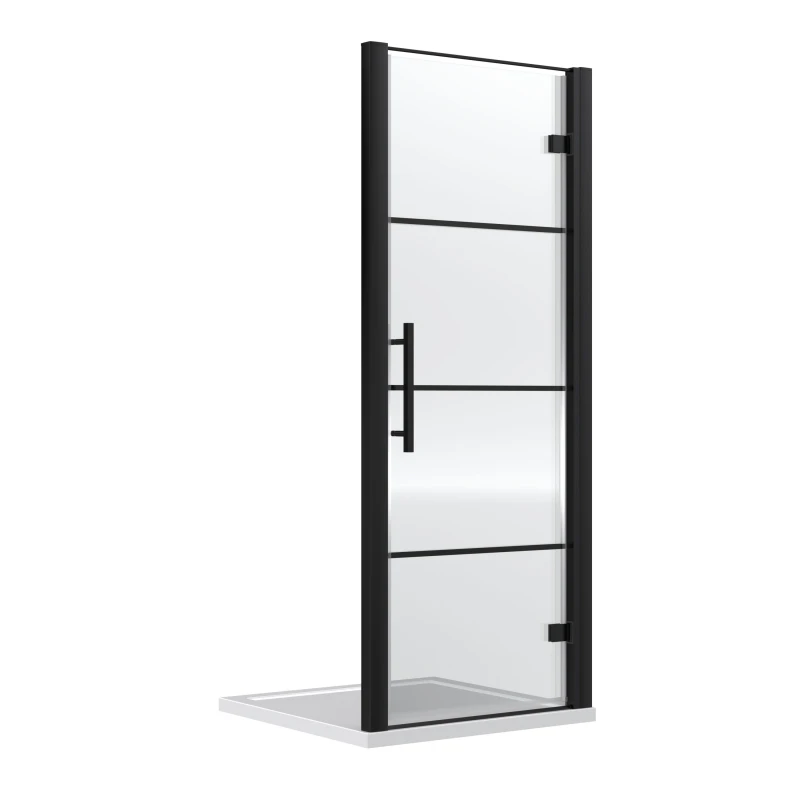 Image of Balterley Sonic 8mm Toughened Safety Glass Hinged Shower Door Black 800mm Black