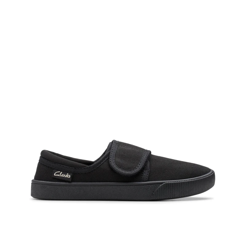 Image of (UK 13.5 Child, Black) Childrens Unisex Clarks P.E School Pumps Hopper Run - F Fit