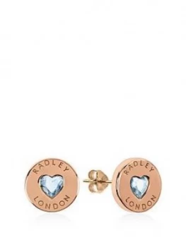 image of Radley Rose Gold Plated Sterling Silver Crystal Heart Stud Ladies Earrings