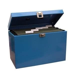 image of Foolscap Home File Steel with 5 Suspension Files 2 Keys and Index Tabs