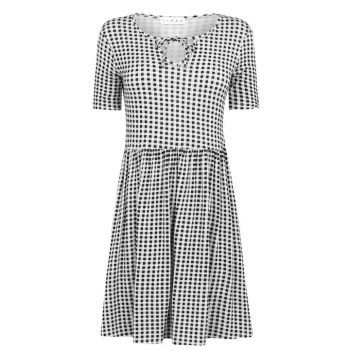 image of Linea Gingham Smock Dress Ladies - Black