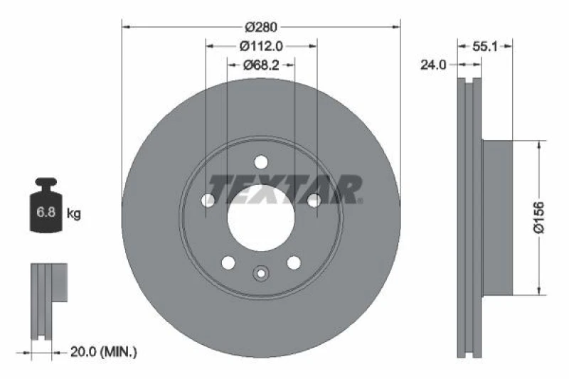 Image of Brake disc TEXTAR 92083805
