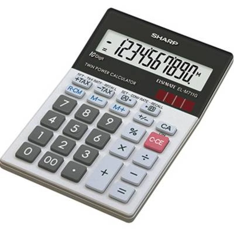 Image of Sharp Sharp EL-M711G Desk calculator Black, White Display (digits): 10 solar-powered, battery-powered (L x W x H) 152 x 100 x 33mm EL-M711GGY