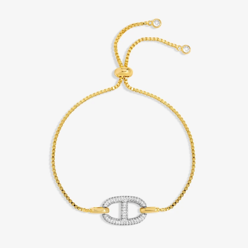 Image of Jon Richard 18K Gold Plated Crystal Toggle Bracelet Chain Bracelets One Size Gold 73393010000