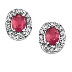 Image of Elements White Gold Oval Ruby Earrings GE703RZ475