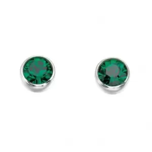 Image of Beginnings Sterling Silver E4926G Emerald Swarovski Stud Earrings