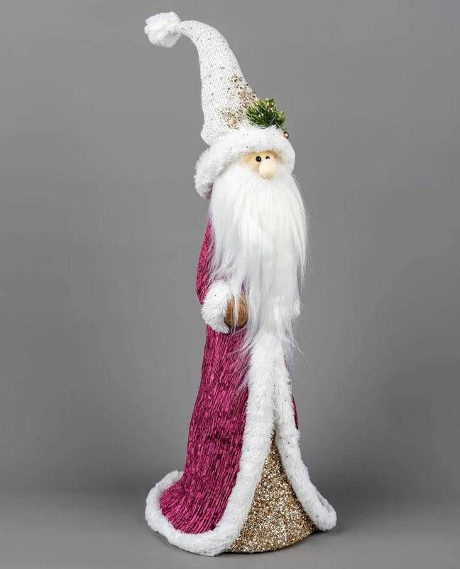 Image of Shatchi 58cm Santa Burgundy / Gold - Christmas Figurine Pink